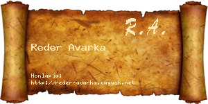 Reder Avarka névjegykártya